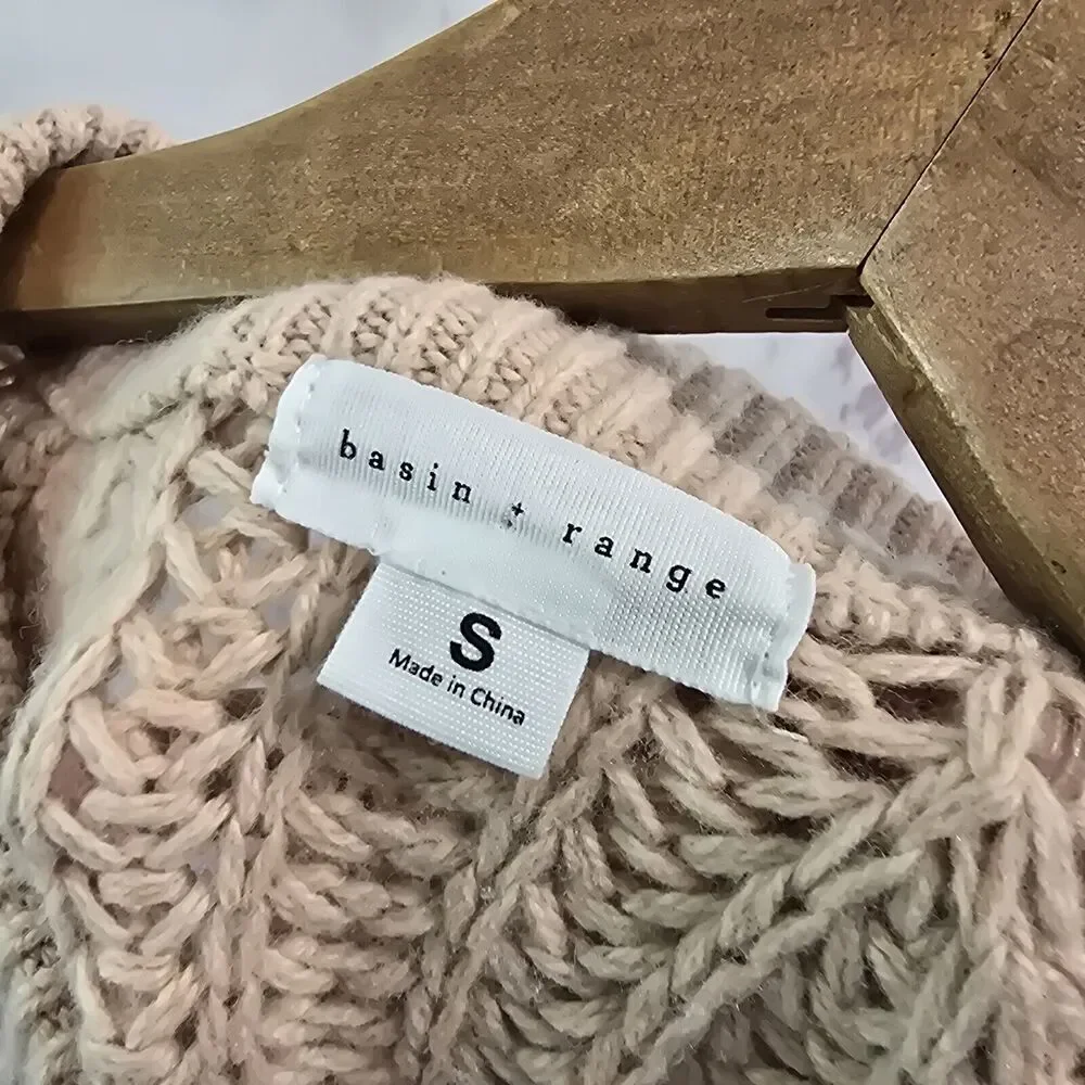 Basin + Range Sweater Womens Small Pink Wool Cable Knit Oversized Backcountry - Picture 3 of 10